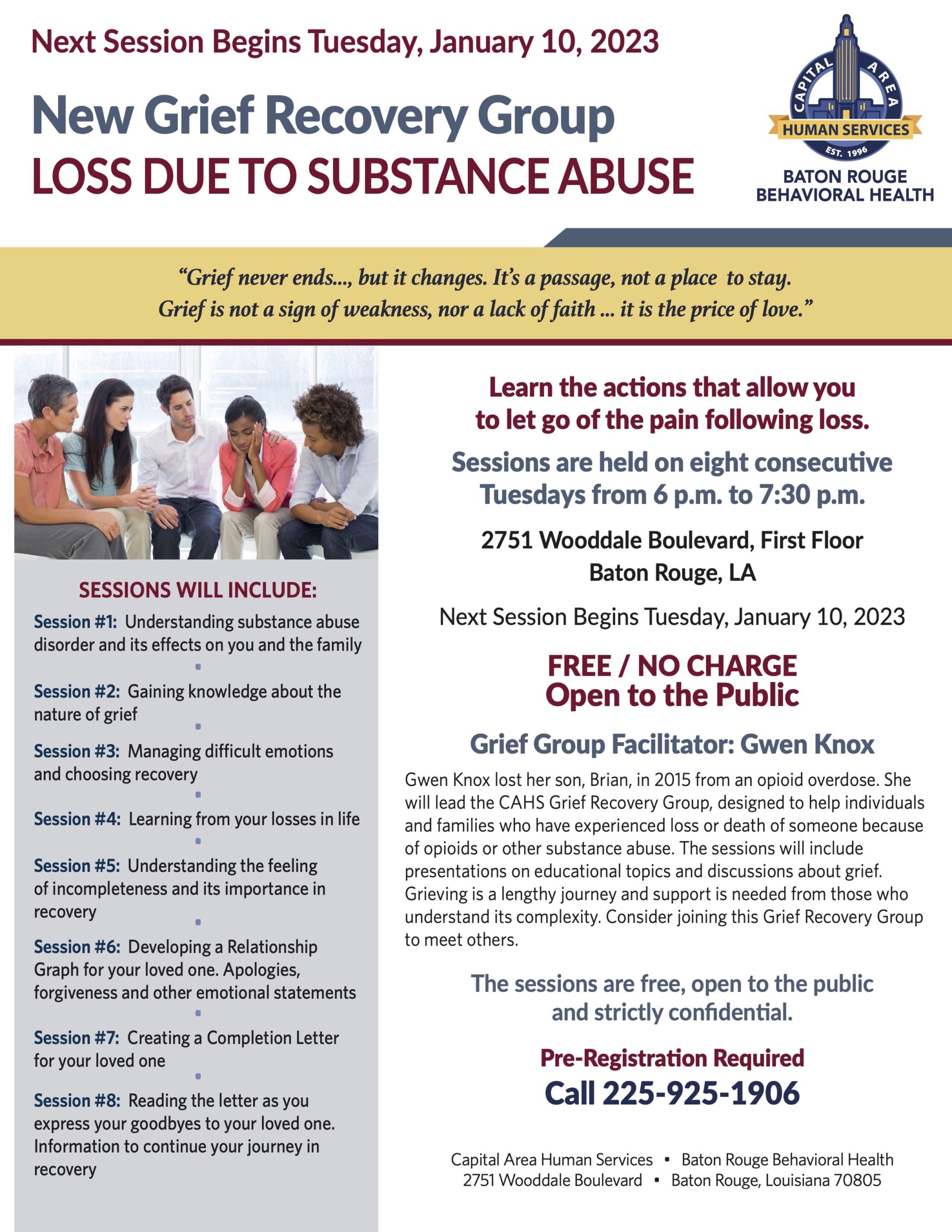 RSVP Now: January 2023 Grief Recovery Series | Capital Area Human Services